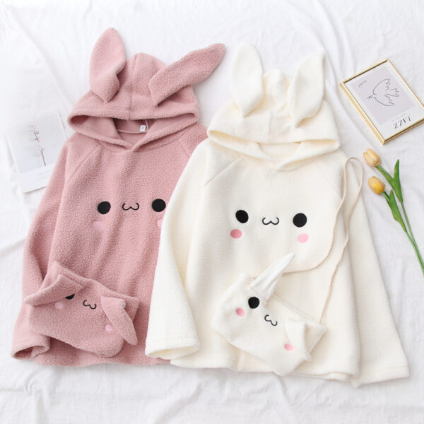 The Japanese-Style Cartoon Embroidered Fleece Sweater for Women - Image 2